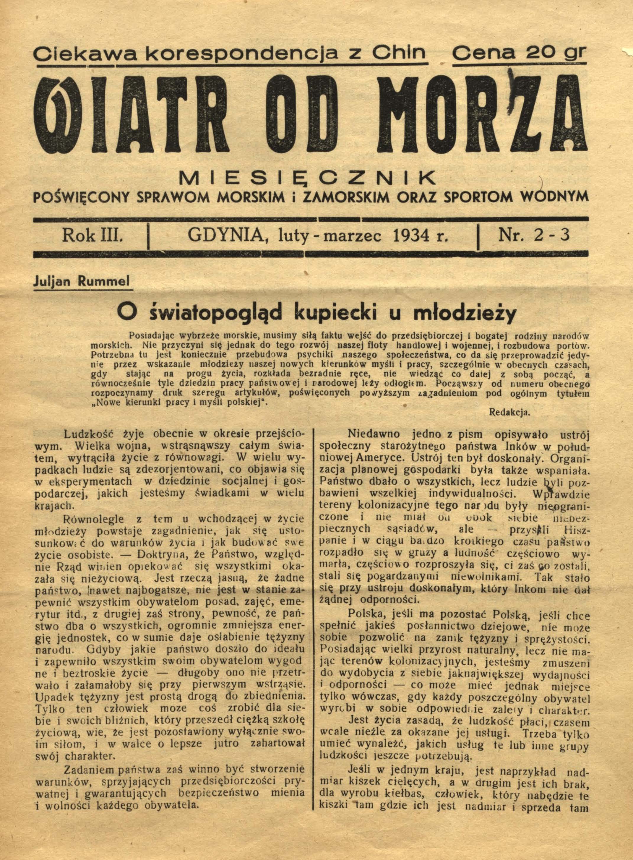 Wiatr od Morza wydanie z 1934 r.